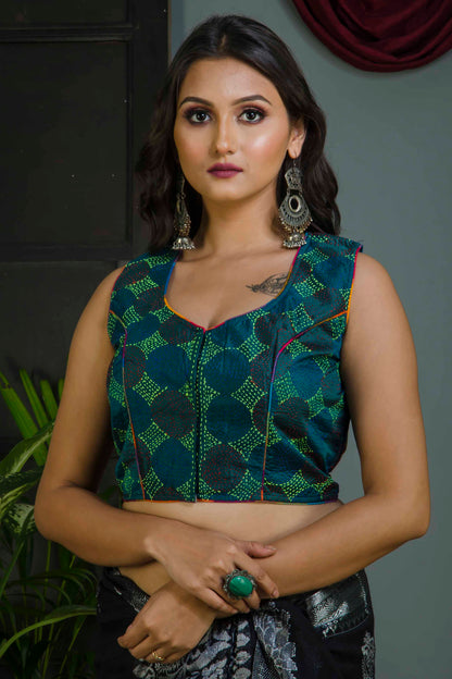 Sleeveless Kantha Stitch Blouse SN20224634