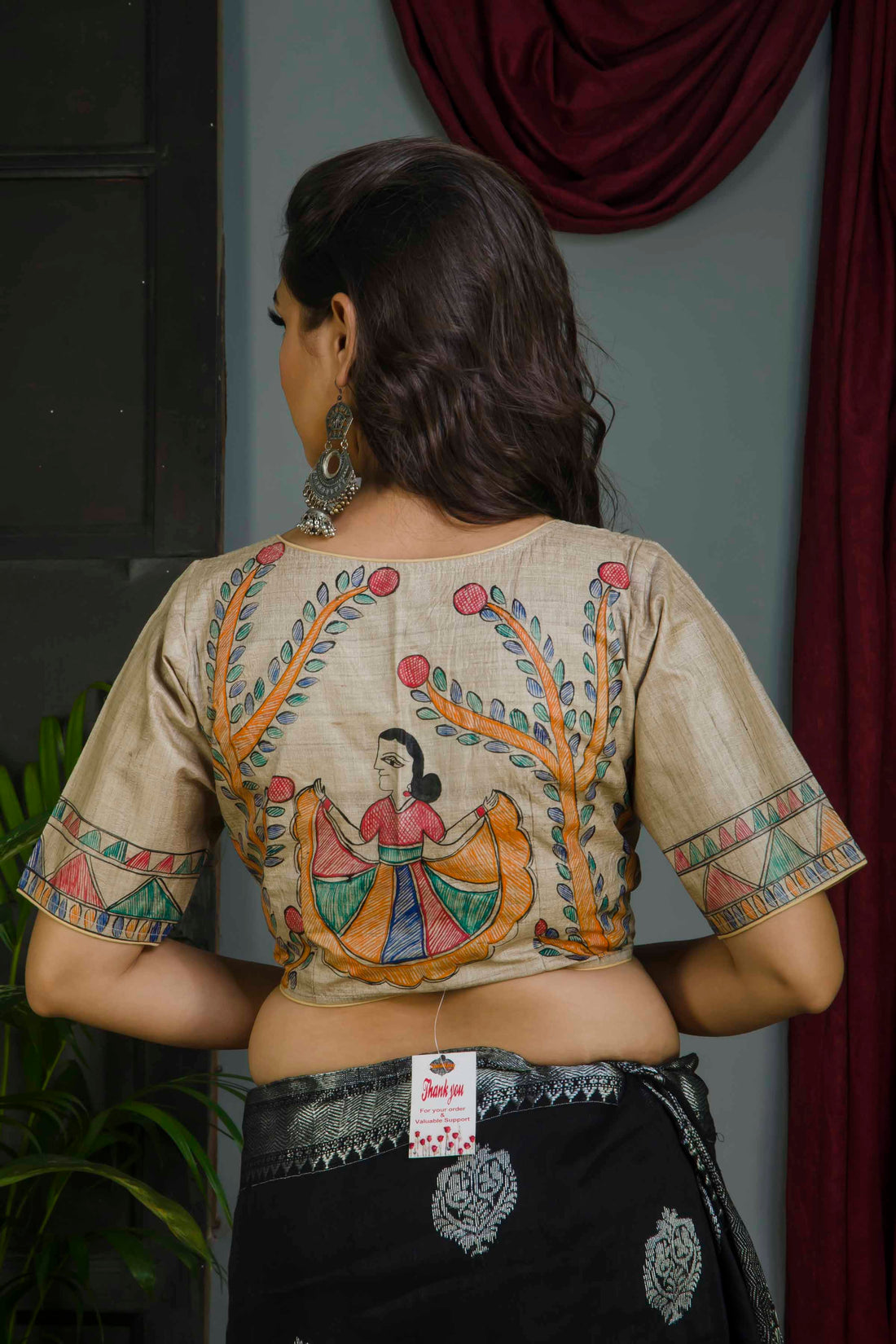 Pure Tussar Hand Madhubani Painting Blouse SN20224649