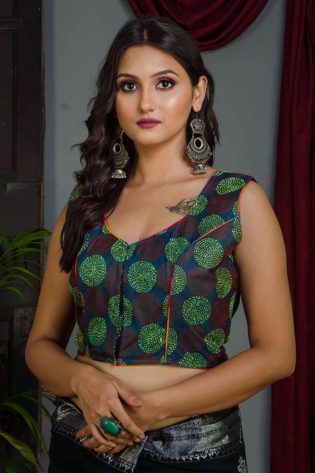 Sleeveless Kantha Stitch Blouse SN20224658