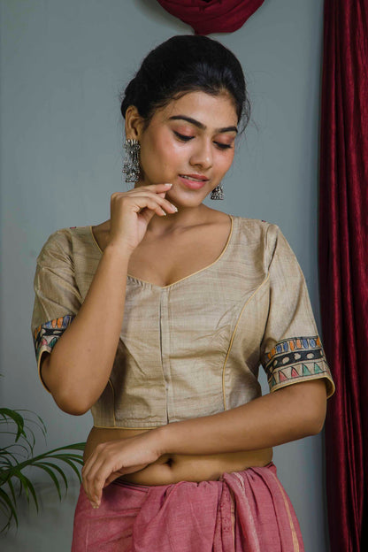 Pure Tussar Hand Madhubani Painting Blouse SN20224698