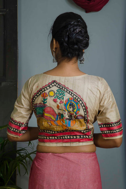 Pure Tussar Hand Madhubani Painting Blouse SN20224713