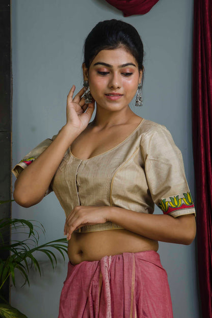Pure Tussar Hand Madhubani Painting Blouse SN20224728