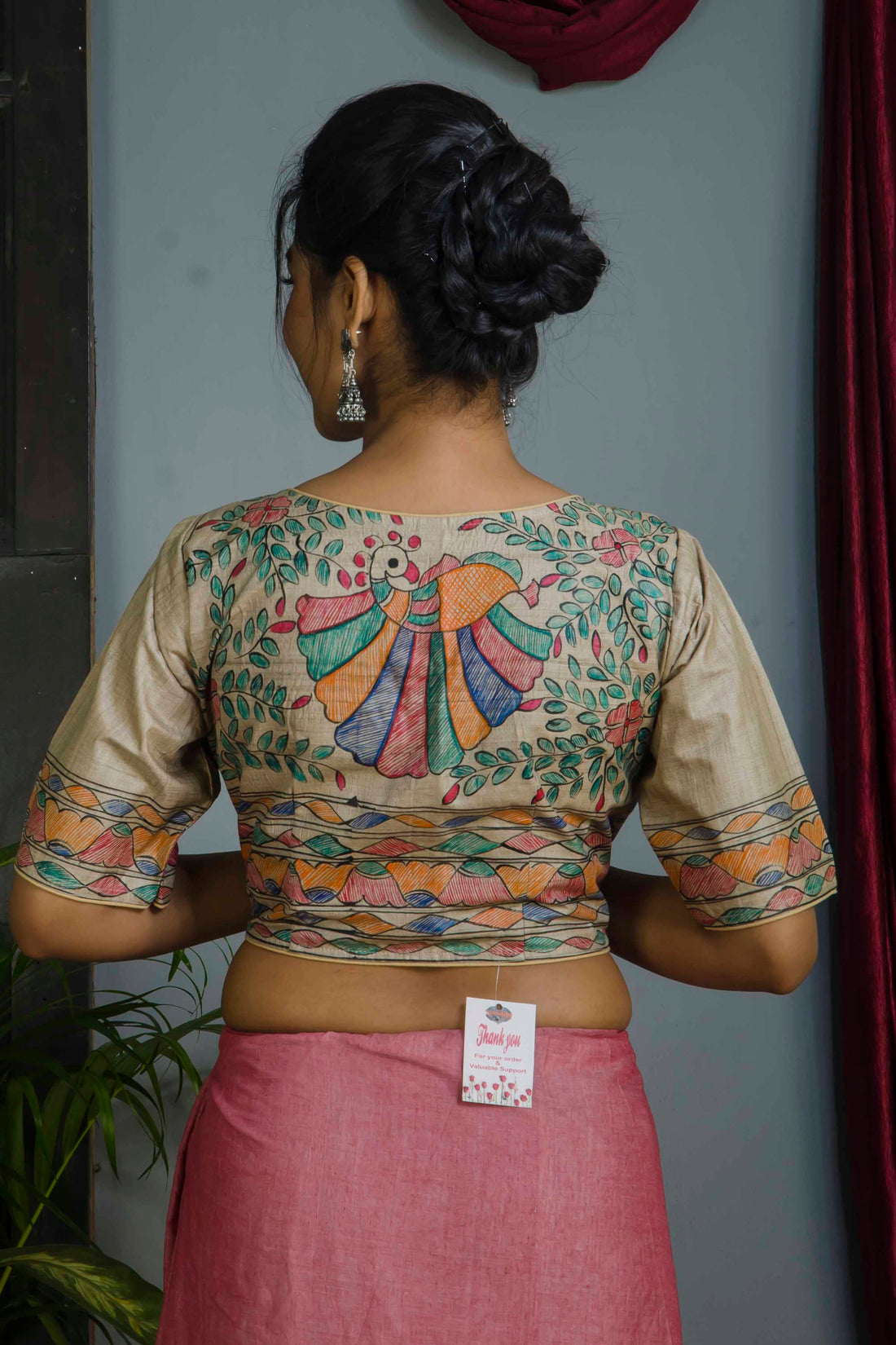 Pure Tussar Hand Madhubani Painting Blouse SN20224737