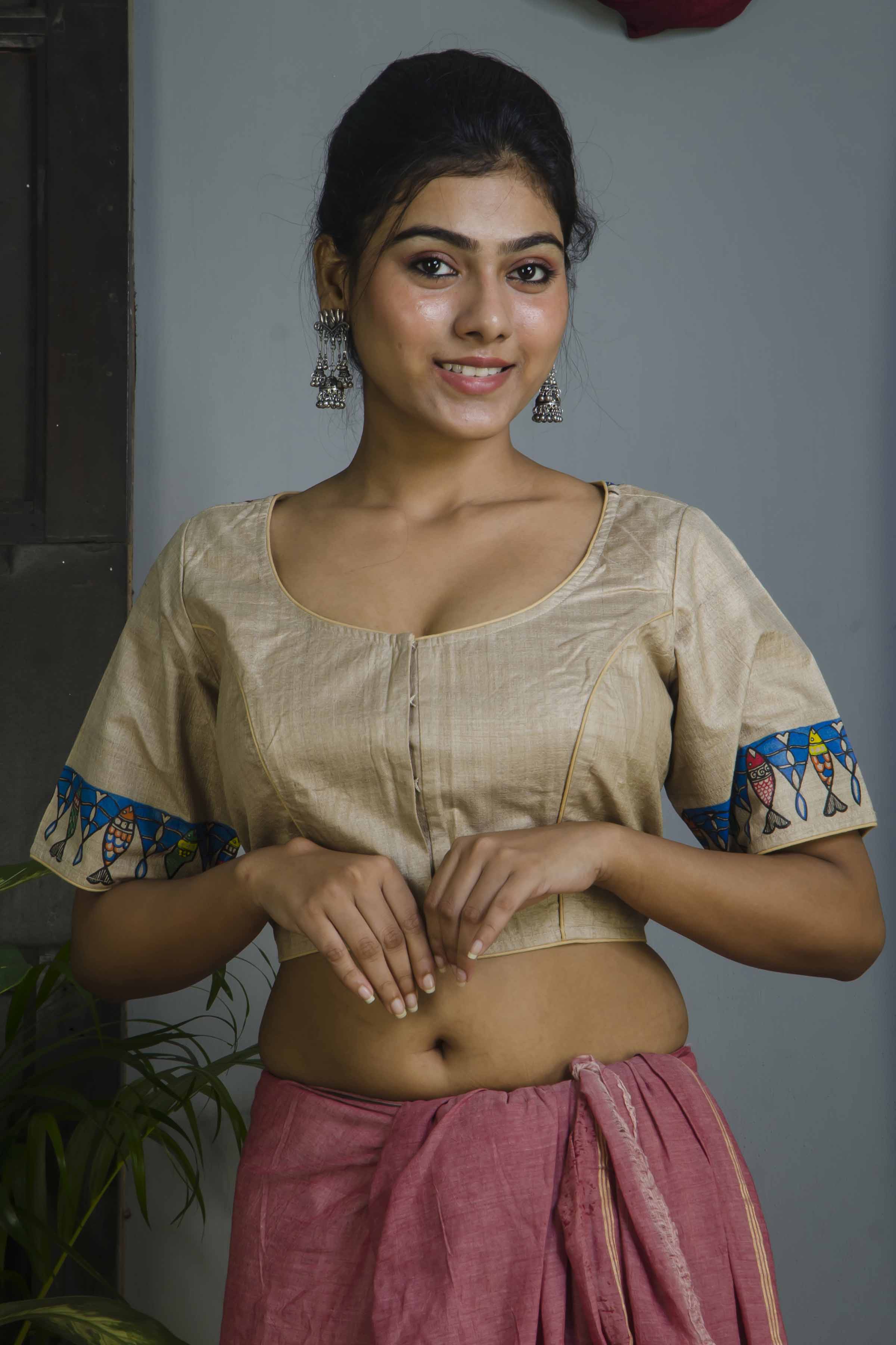 Pure Tussar Hand Madhubani Painting Blouse SN20224746
