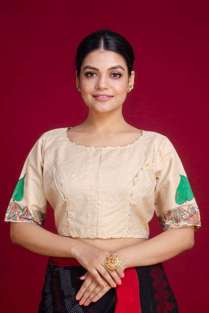 Pure Tussar Hand Madhubani Painting Blouse SN20225360