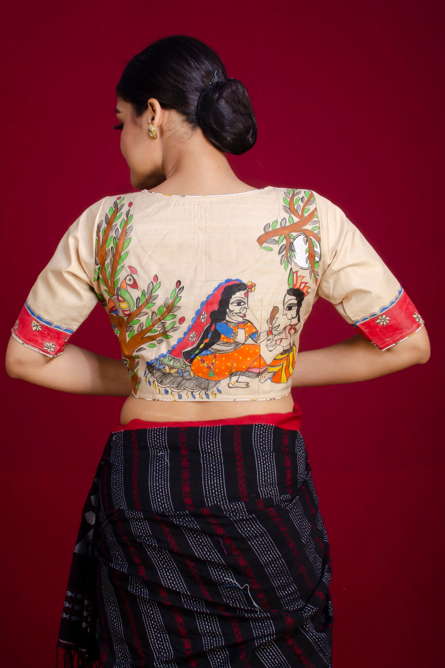 Pure Tussar Hand Madhubani Painting Blouse SN20225366