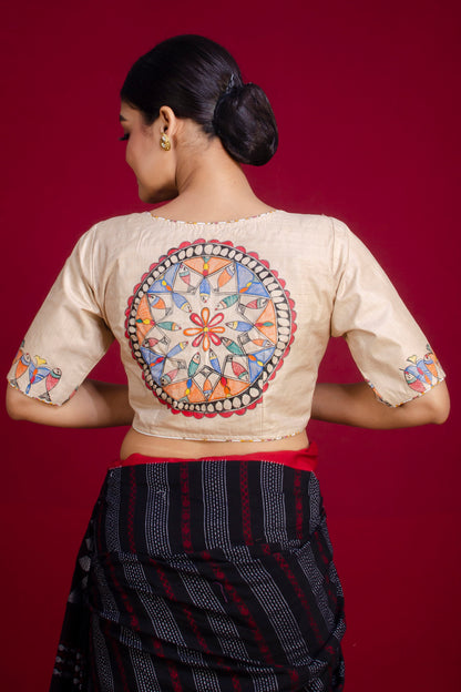 Pure Tussar Hand Madhubani Painting Blouse SN20225369