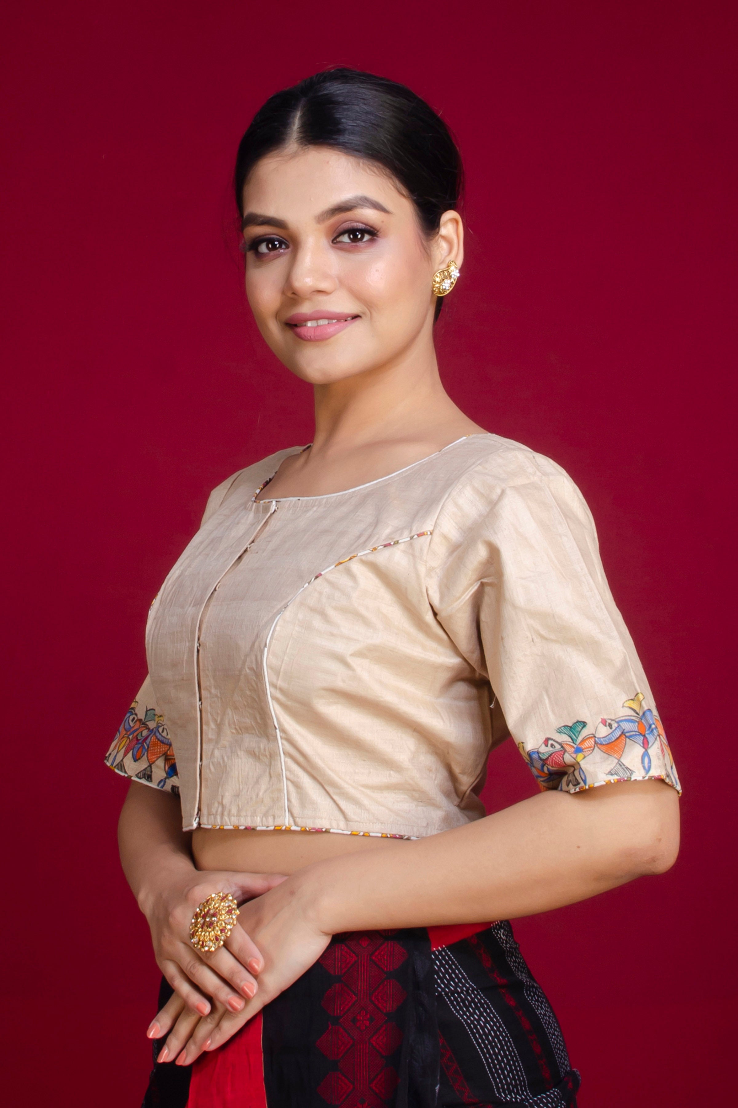 Pure Tussar Hand Madhubani Painting Blouse SN20225369