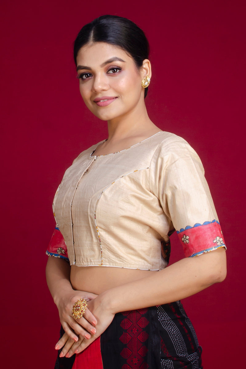 Pure Tussar Hand Madhubani Painting Blouse SN20225375