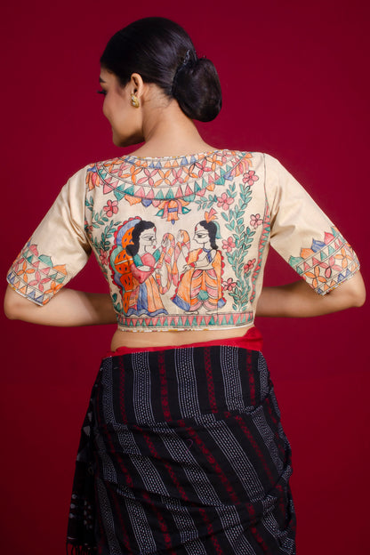 Pure Tussar Hand Madhubani Painting Blouse SN20225397