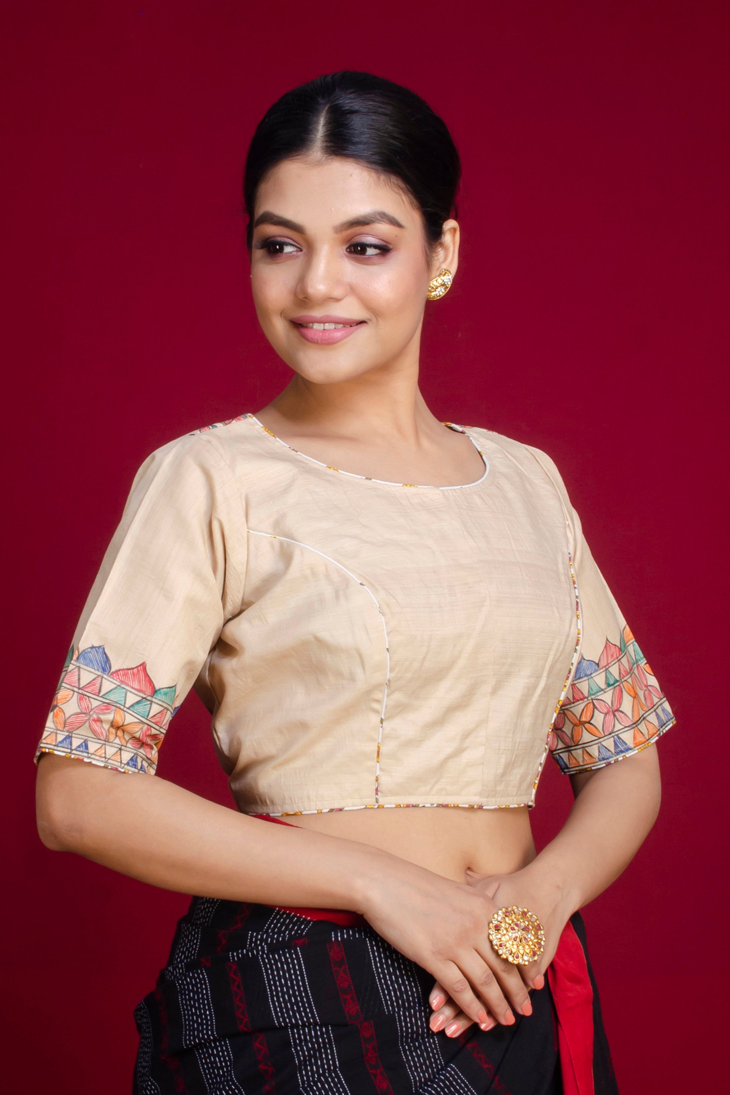Pure Tussar Hand Madhubani Painting Blouse SN20225397
