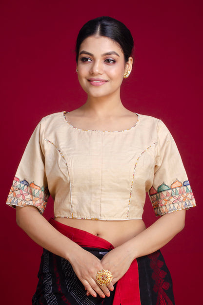 Pure Tussar Hand Madhubani Painting Blouse SN20225400