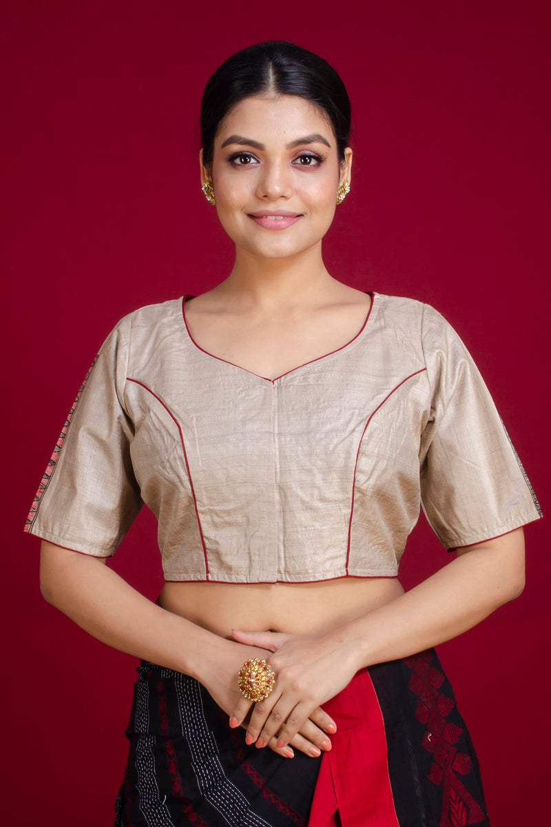 Pure Tussar Hand Madhubani Painting Blouse SN20225497