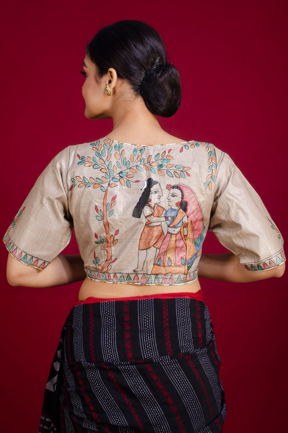 Pure Tussar Hand Madhubani Painting Blouse SN20225524