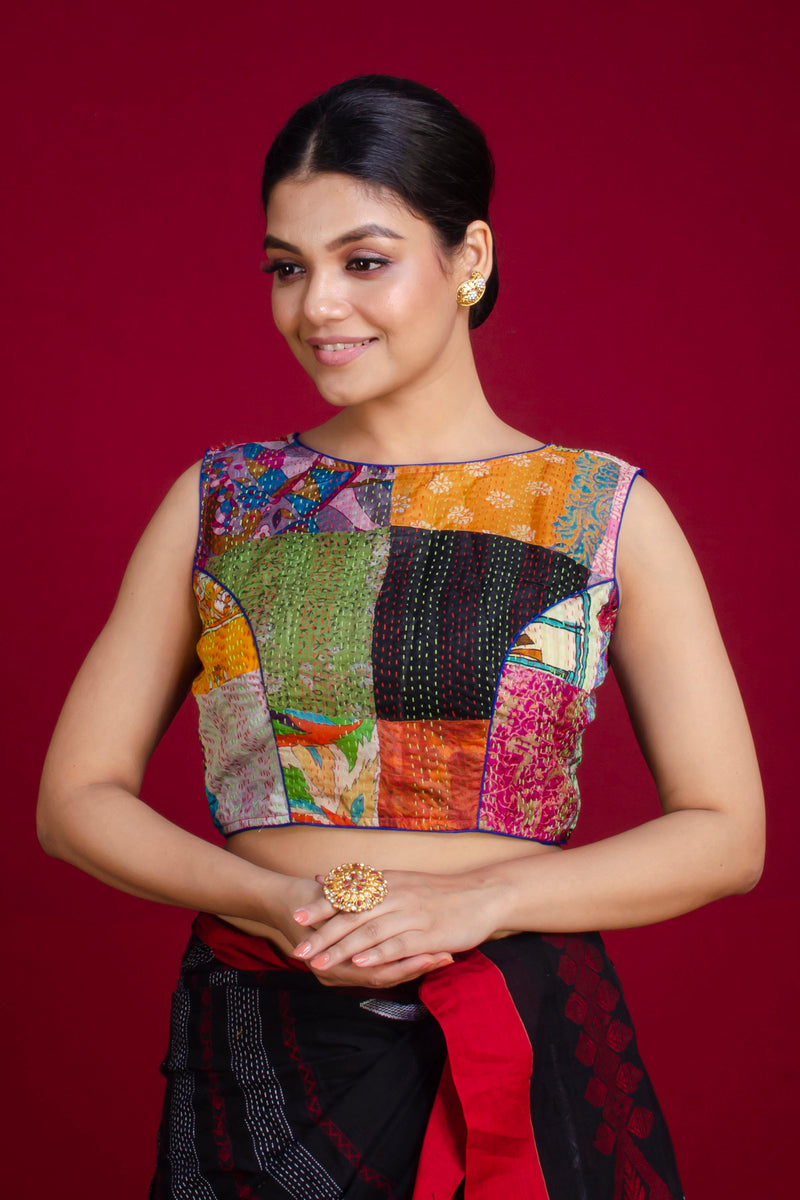 Silk Patch Kantha Tappi Blouse SN20225660
