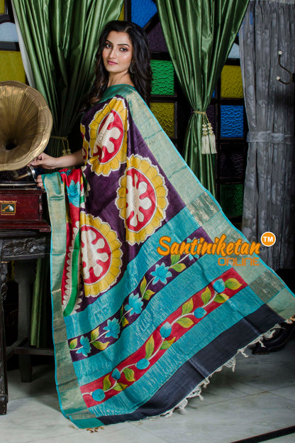 Pure Zari Tussar Hand Painted Saree SN20225873