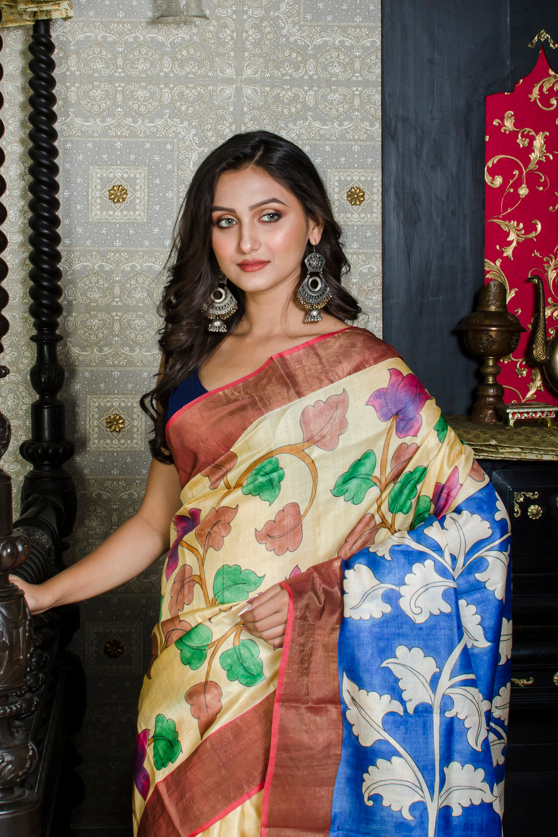 Pure Zari Tussar Hand Painted Saree SN20226013