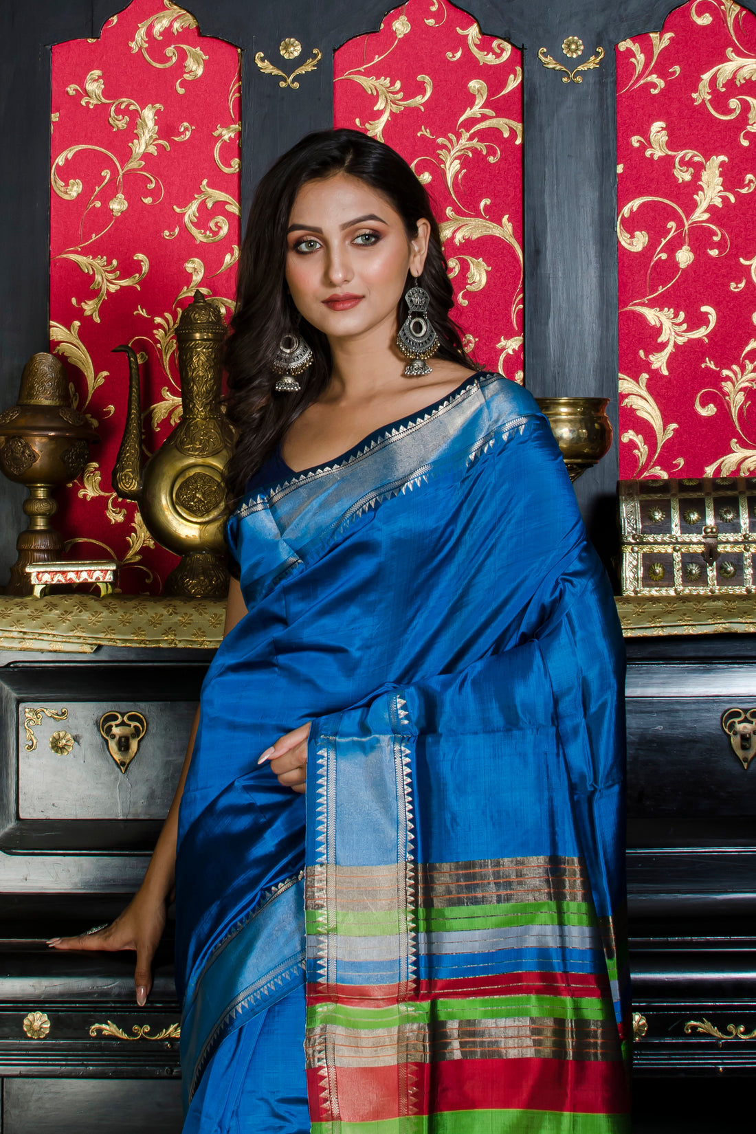 Zari Border Temple Border Katan Silk Saree SN20226076