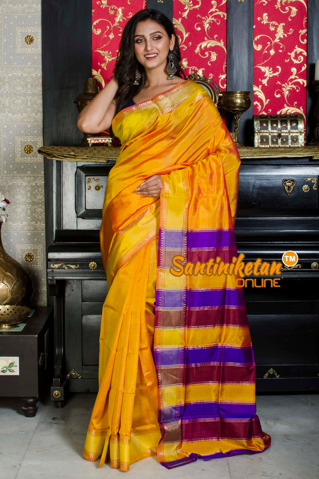 Zari Border Temple Border Katan Silk Saree SN20226097