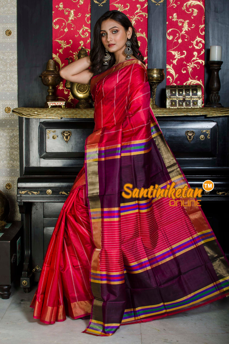 Katan Silk Saree With Zari Border SN20226094