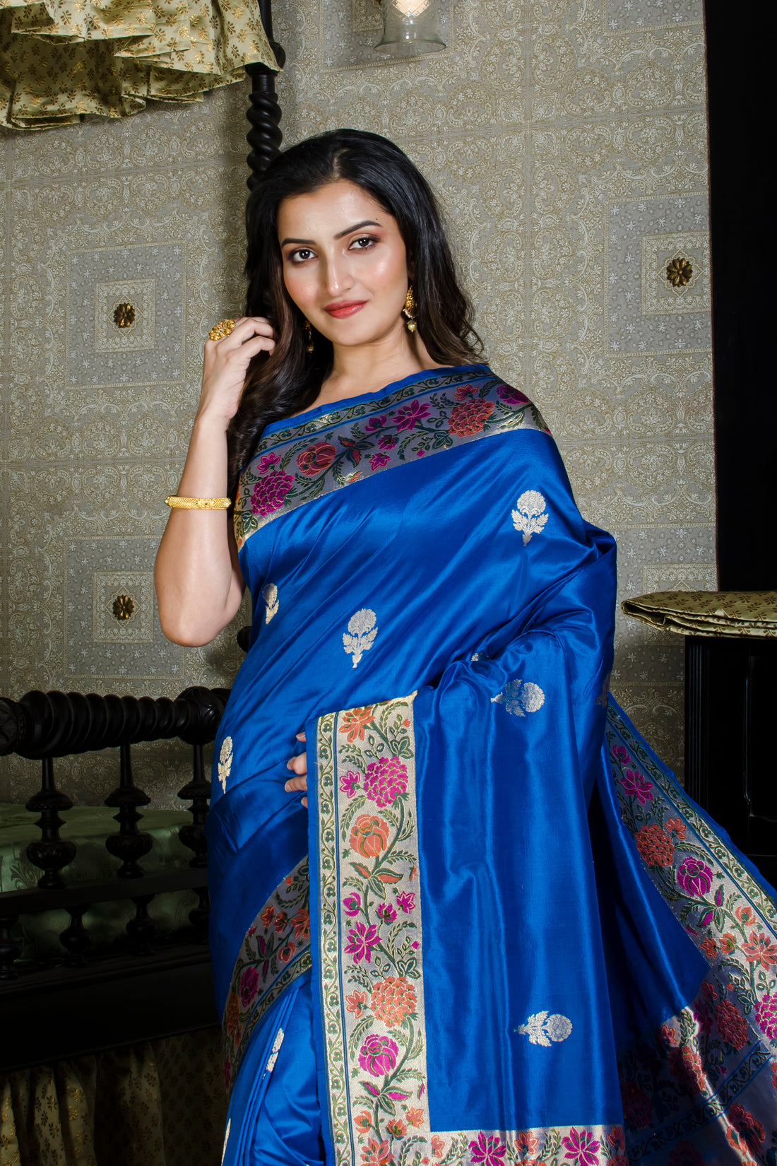 Sari Silk Multi Border Aanchal Kadhwa New Buta SN20226168