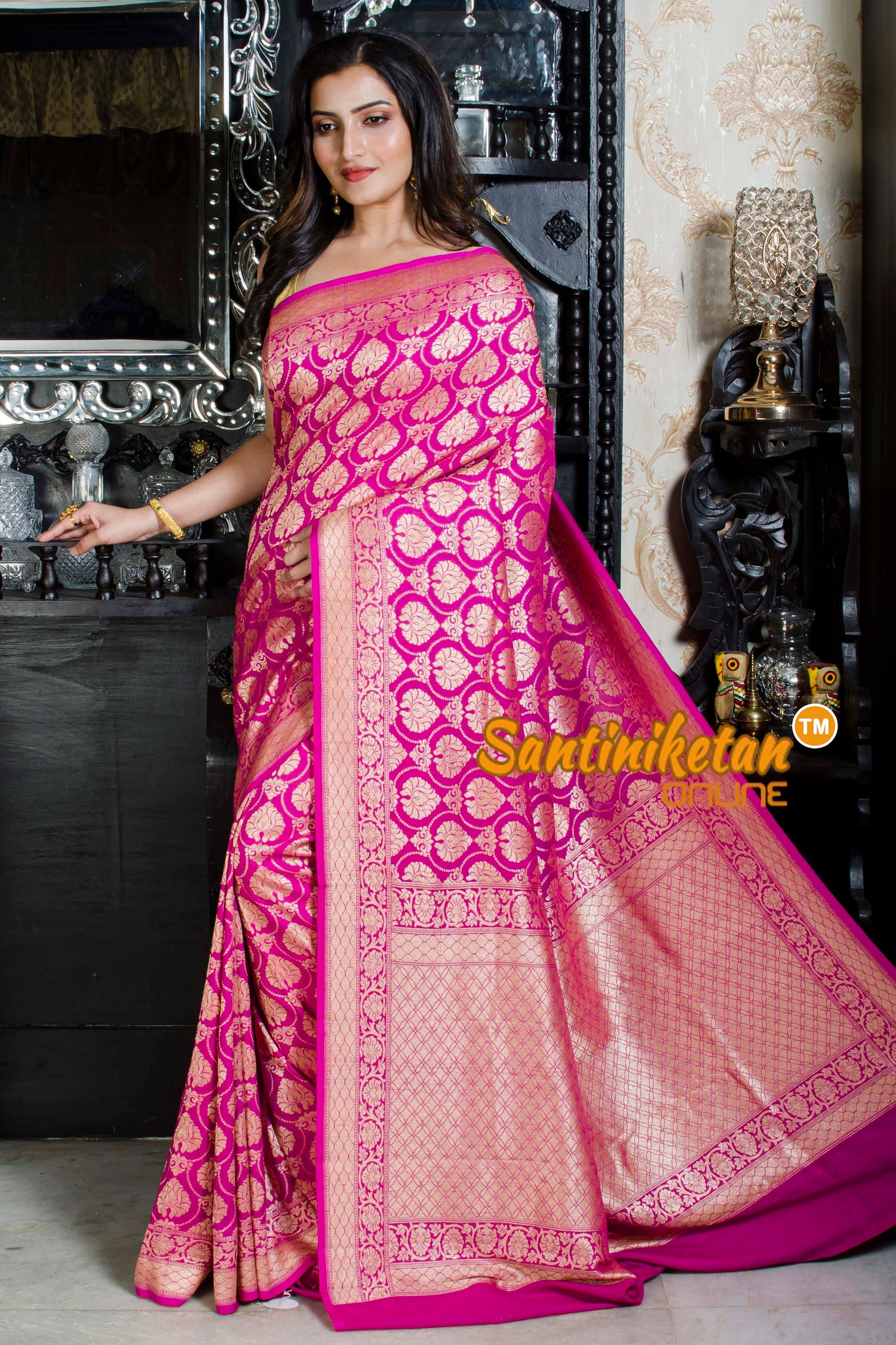 Sari Chiffon/Tussar S/G Chaudani Border Close Buti SN20226282