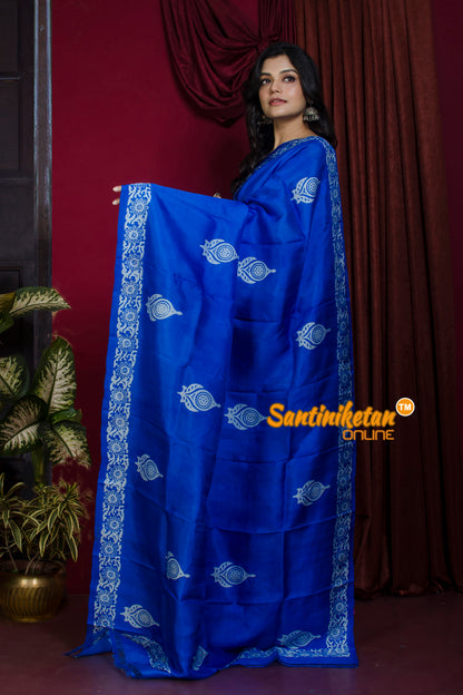 Hand Block Paint On Murshidabad Silk SN20226993