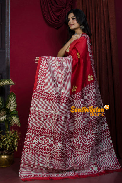 Hand Block Paint On Murshidabad Silk SN20226999