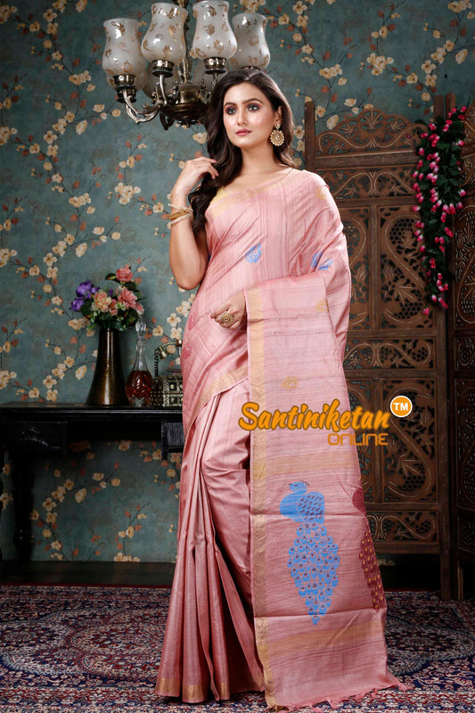 Desi Tussar Peacock Motif Jamdani Weave Saree SN20228540