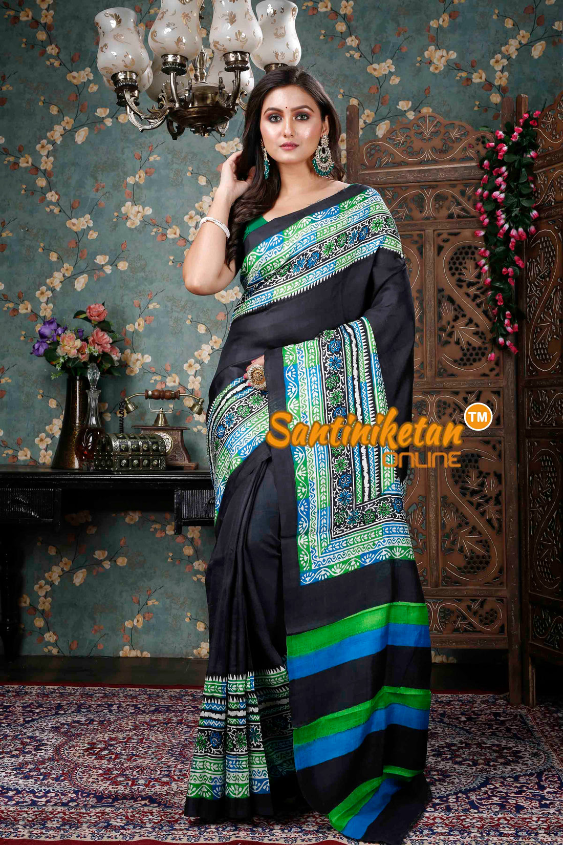 Hand Block On Murshidabad Silk SN20228799