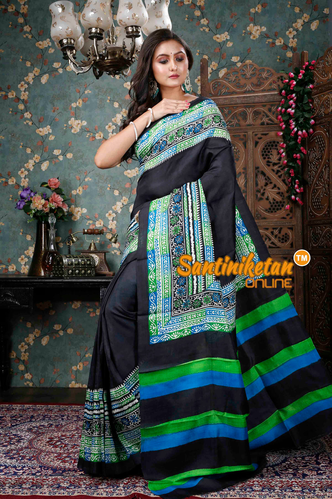 Hand Block On Murshidabad Silk SN20228799