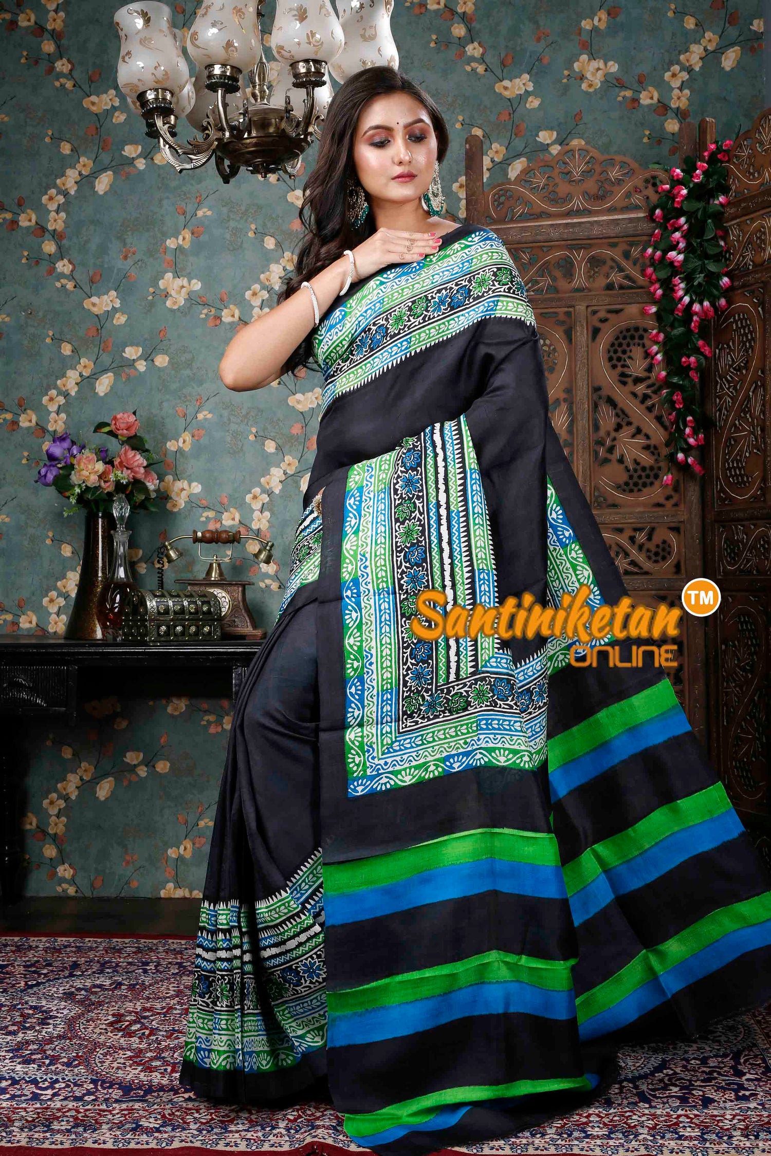 Hand Block On Murshidabad Silk SN20228799