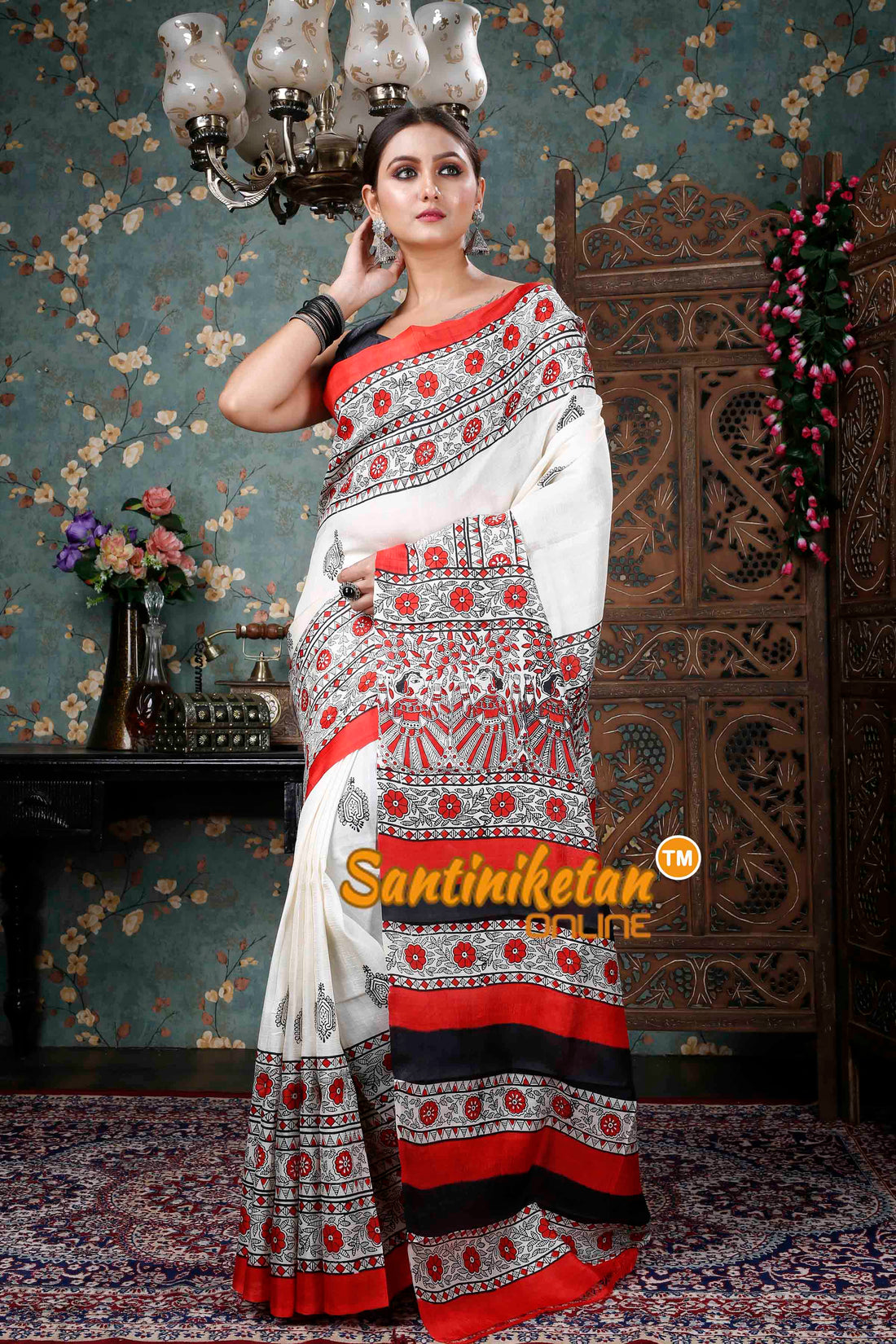 Hand Block On Murshidabad Silk SN20228852