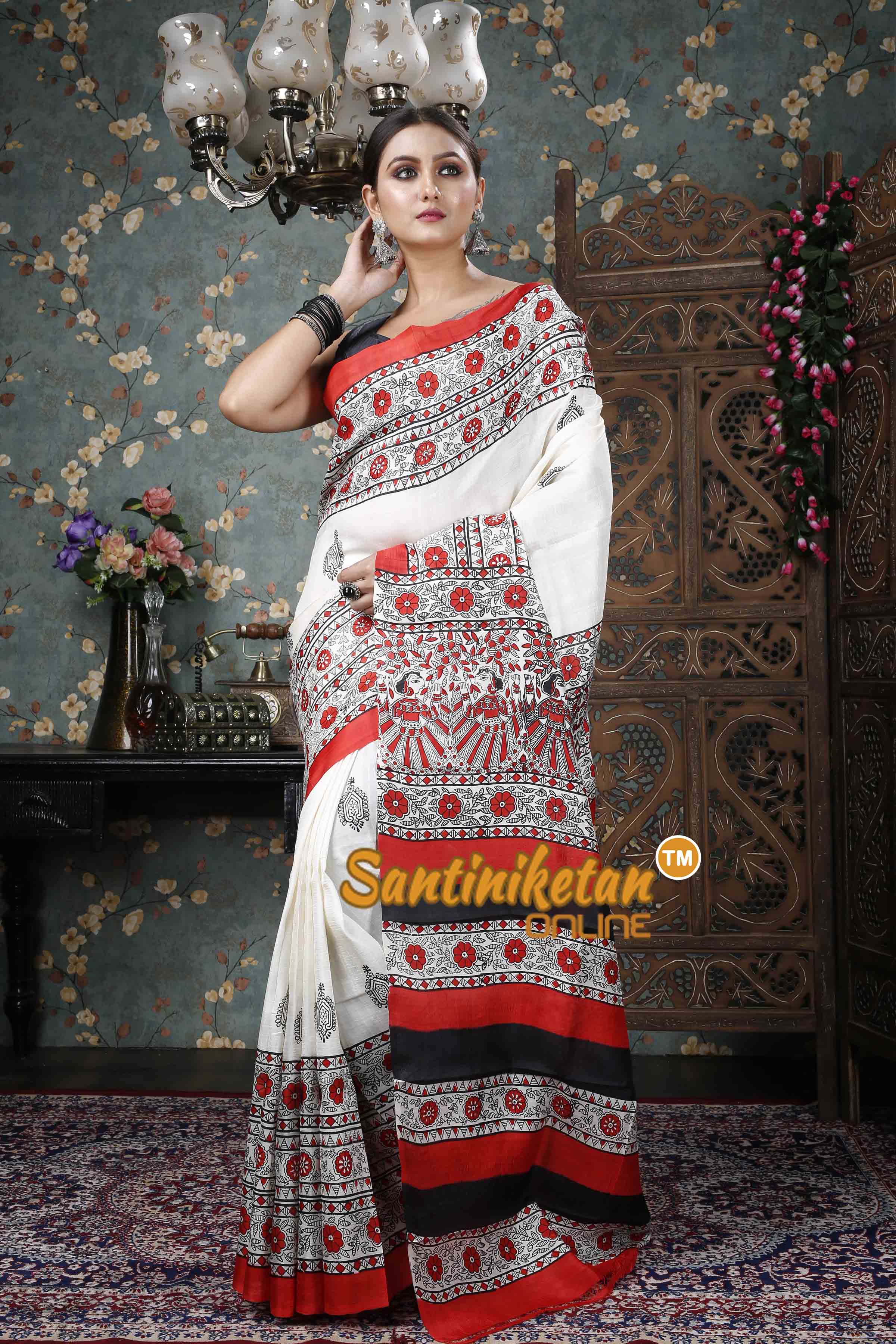 Hand Block On Murshidabad Silk SN20228852