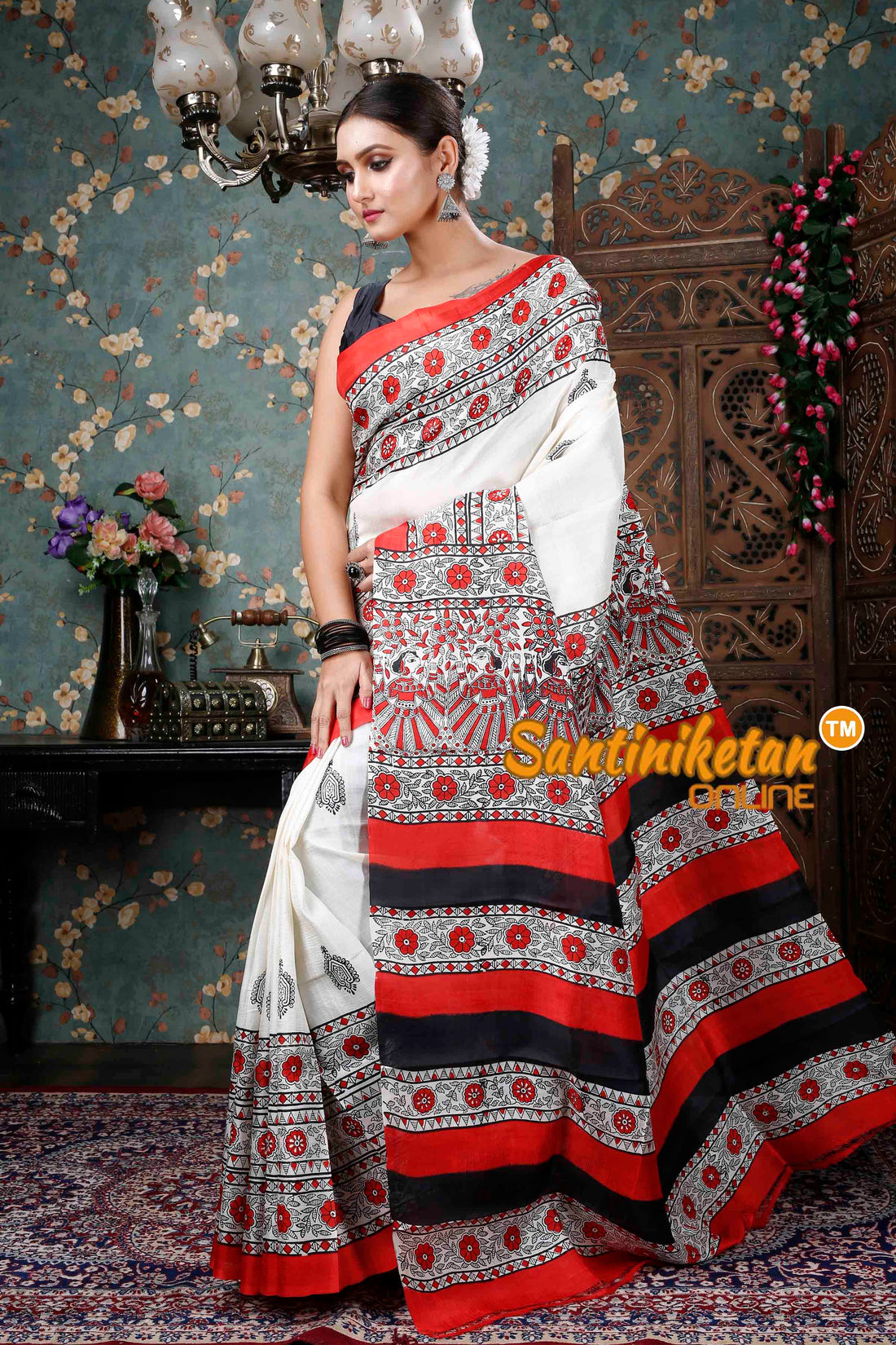 Hand Block On Murshidabad Silk SN20228852