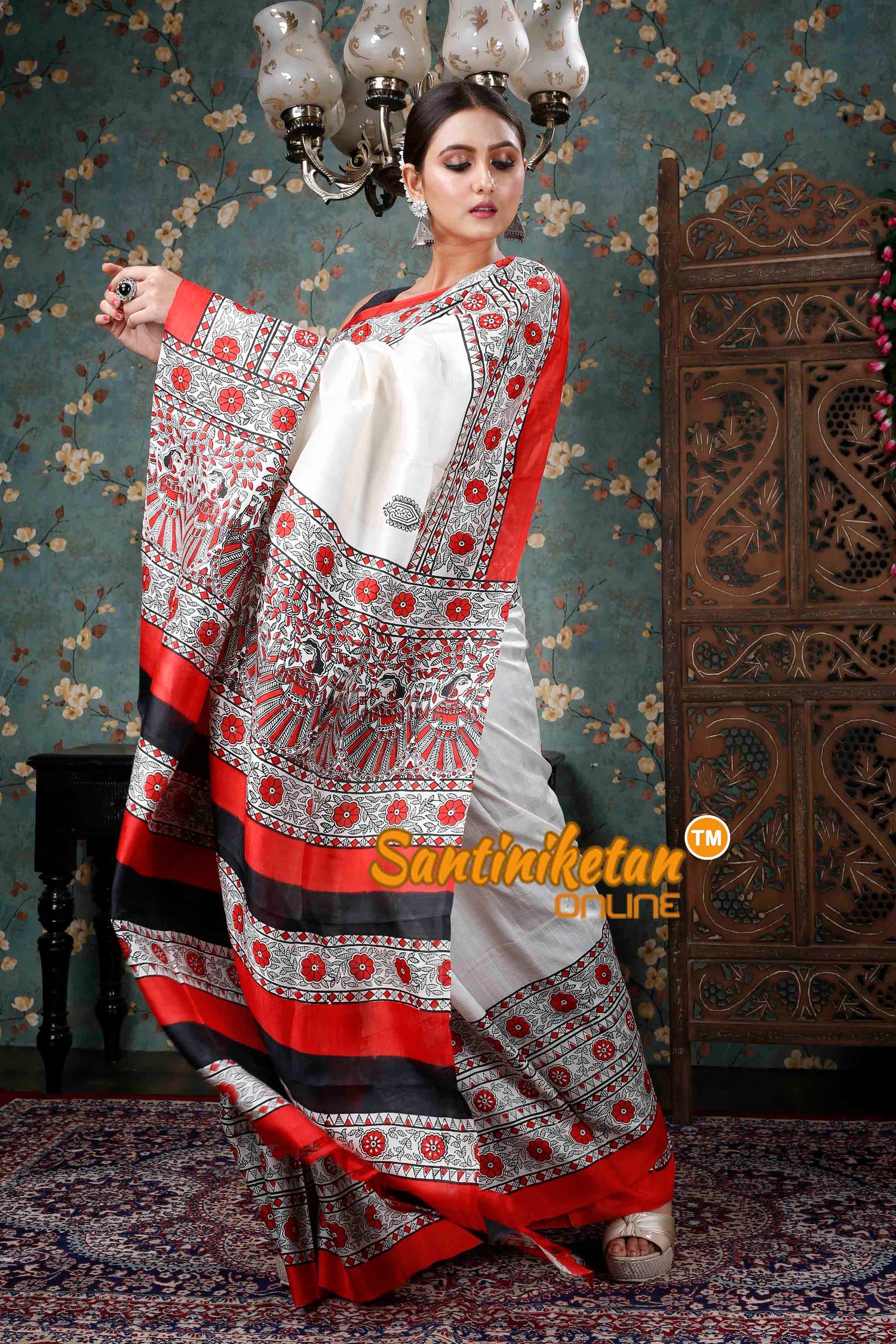 Hand Block On Murshidabad Silk SN20228852