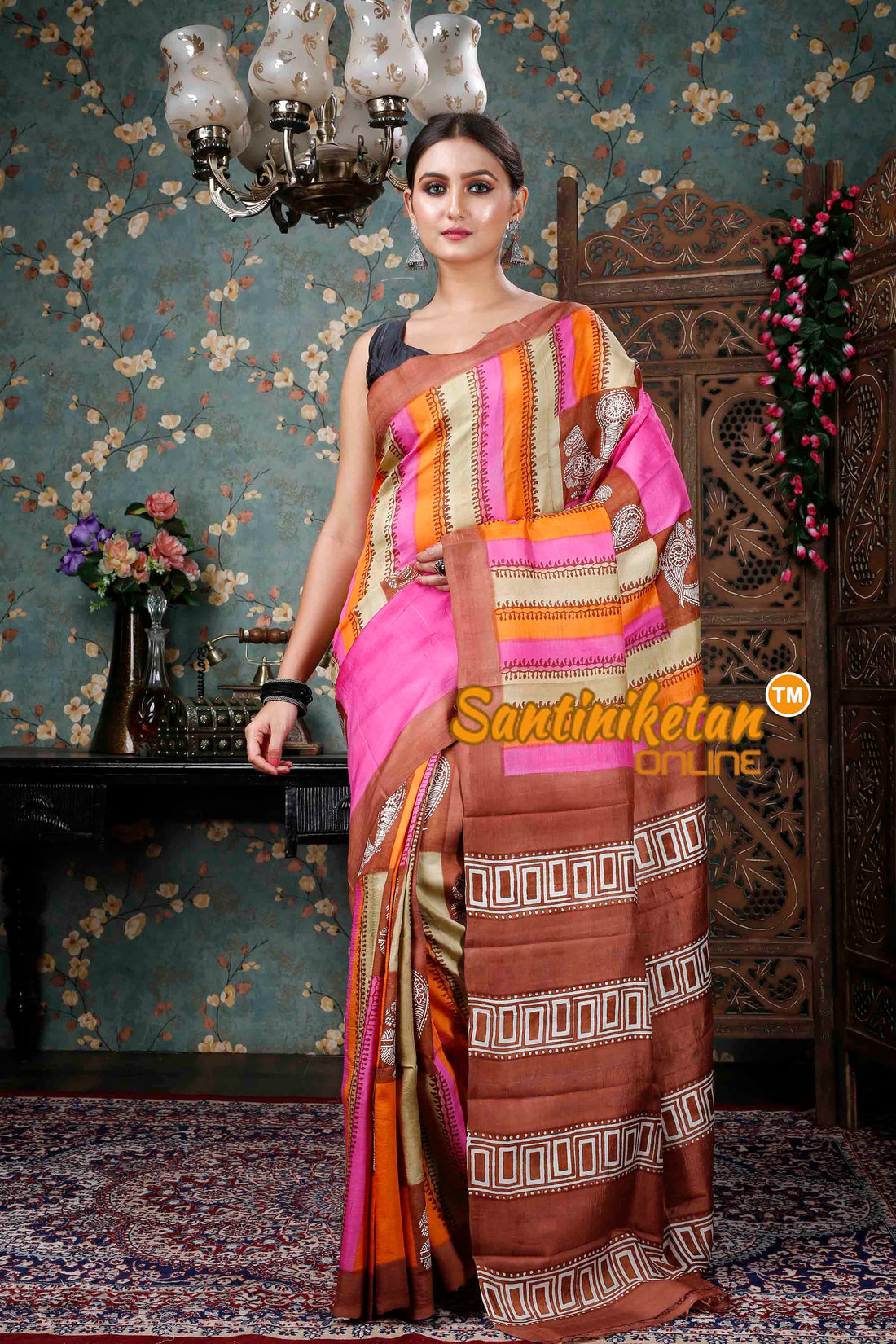 Hand Block On Murshidabad Silk SN20228878