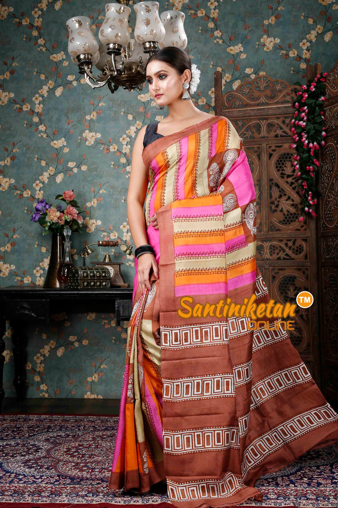 Hand Block On Murshidabad Silk SN20228878