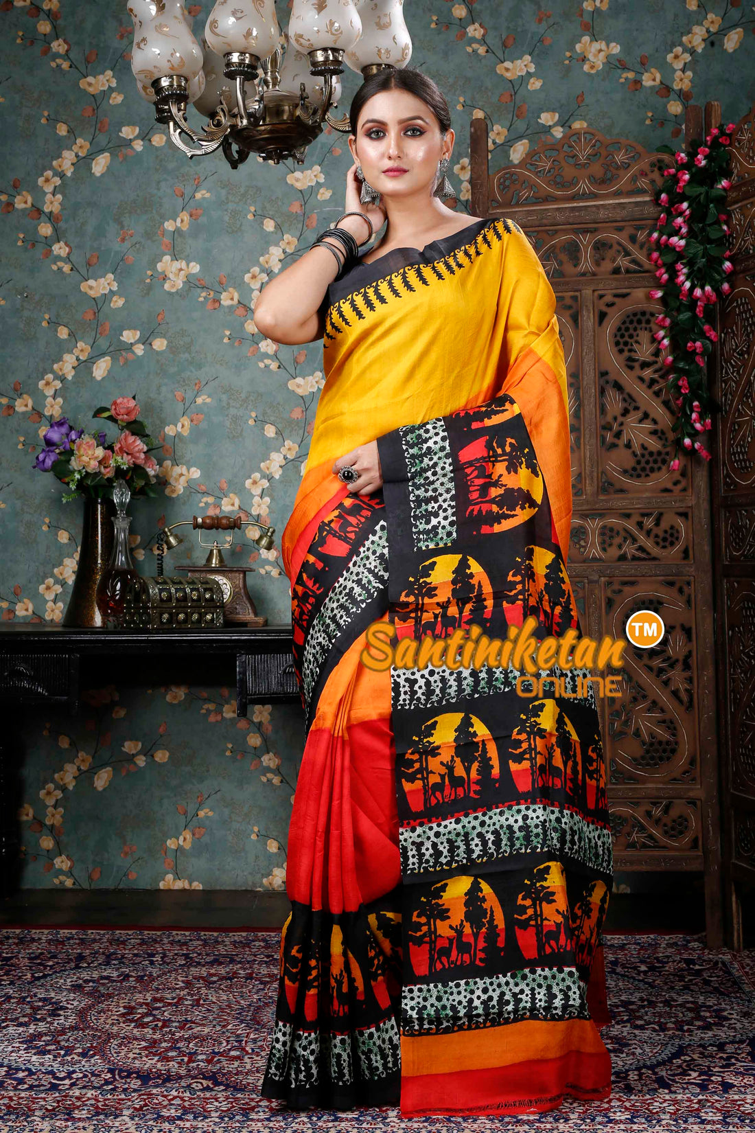 Hand Block On Murshidabad Silk SN20228890