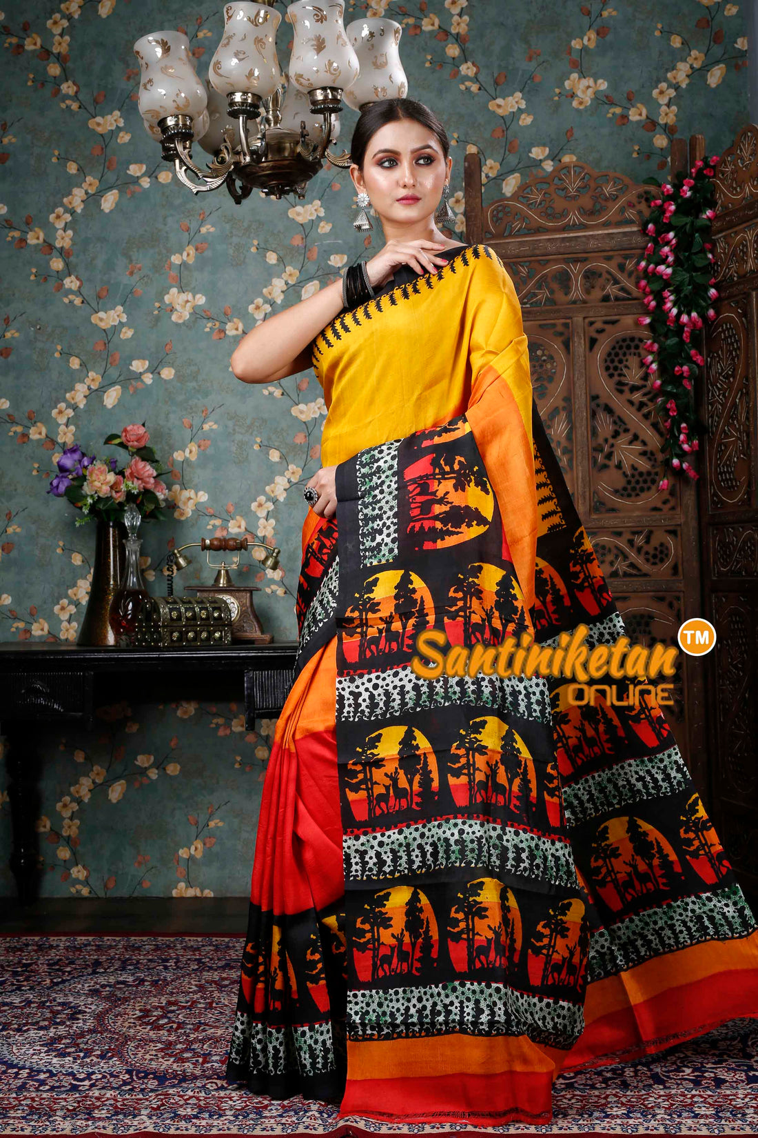 Hand Block On Murshidabad Silk SN20228890