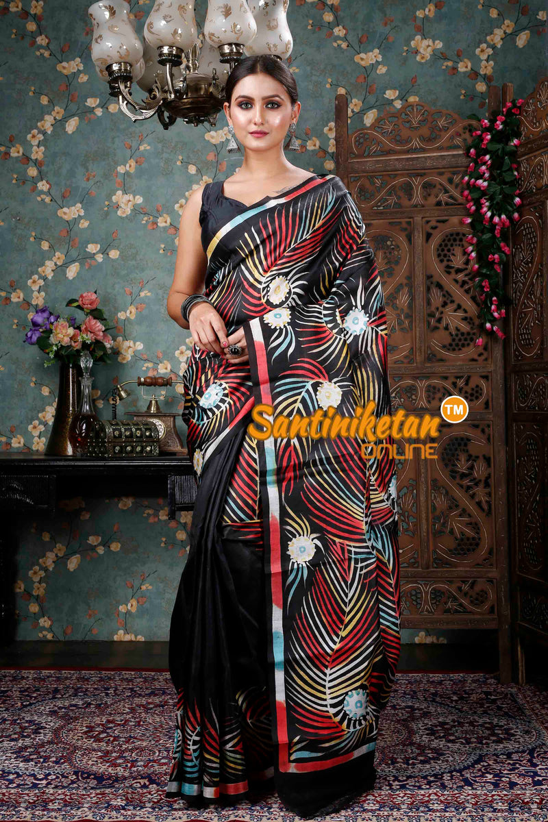 Hand Batik On Murshidabad Silk Saree SN20228897