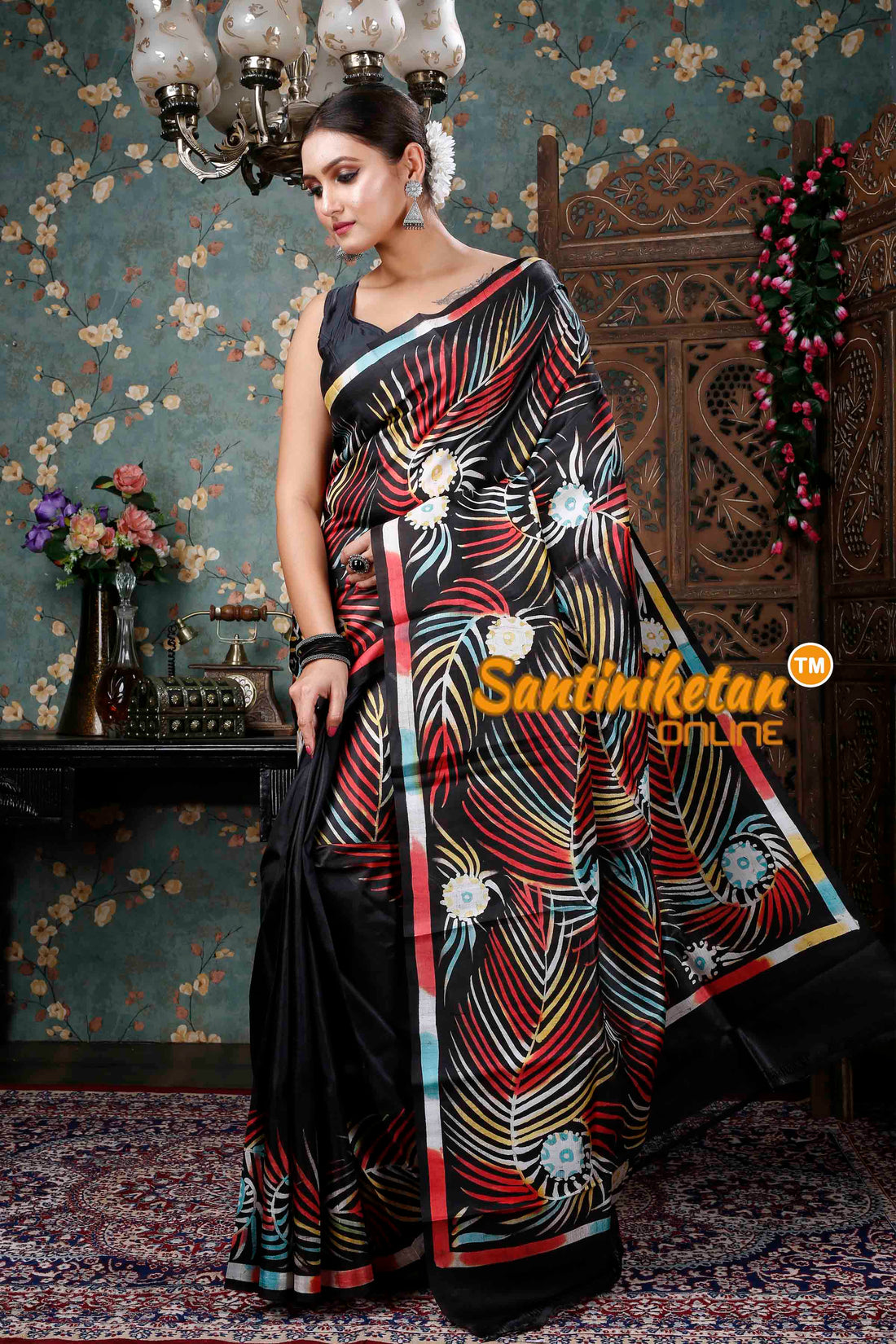 Hand Batik On Murshidabad Silk Saree SN20228897
