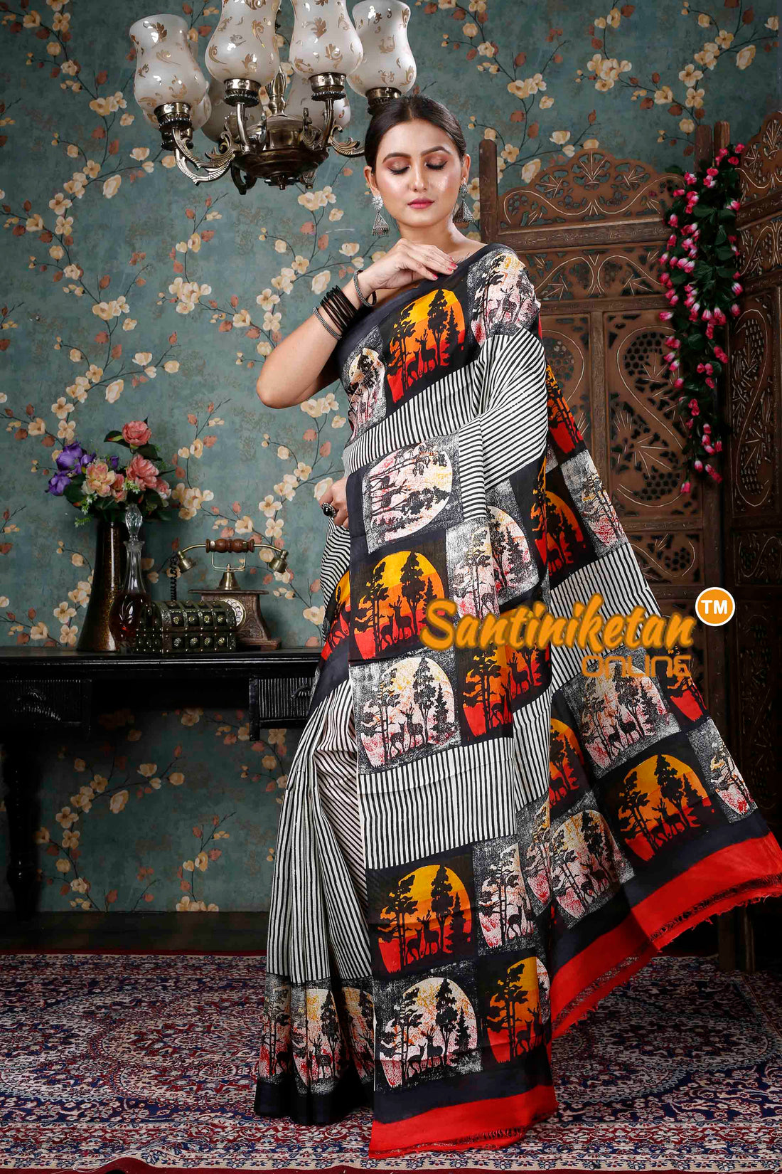 Hand Block On Murshidabad Silk SN20228926