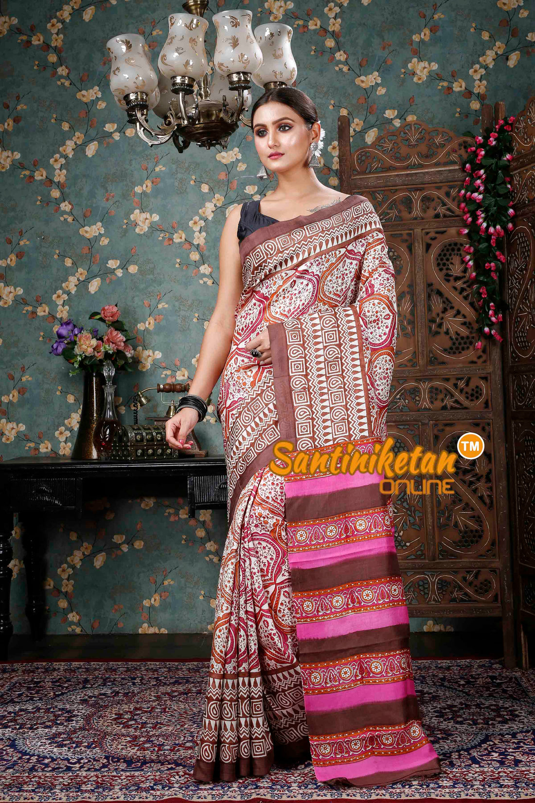 Hand Block On Murshidabad Silk SN20228974