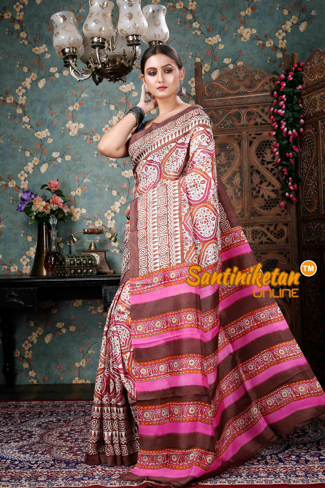Hand Block On Murshidabad Silk SN20228974