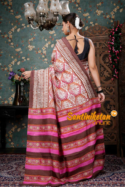 Hand Block On Murshidabad Silk SN20228974