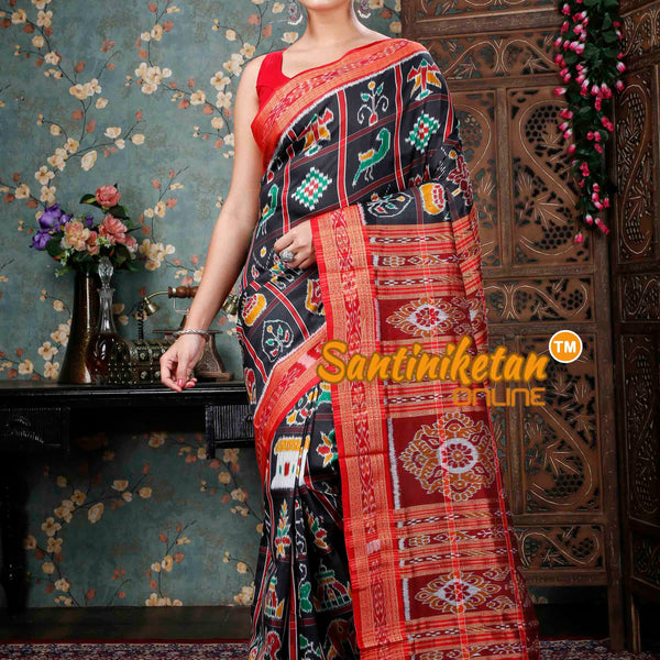 Exclusively woven Lion and temple motifs Aanchal Nabakothi Khandua Silk  Saree without Blouse Piece online | Handloom Sarees