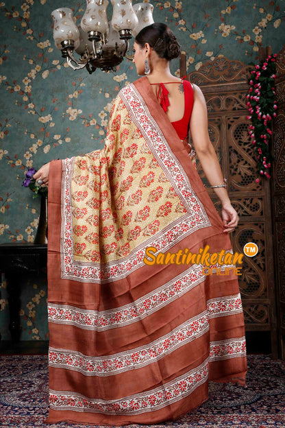Hand Block On Murshidabad Silk SN20229081
