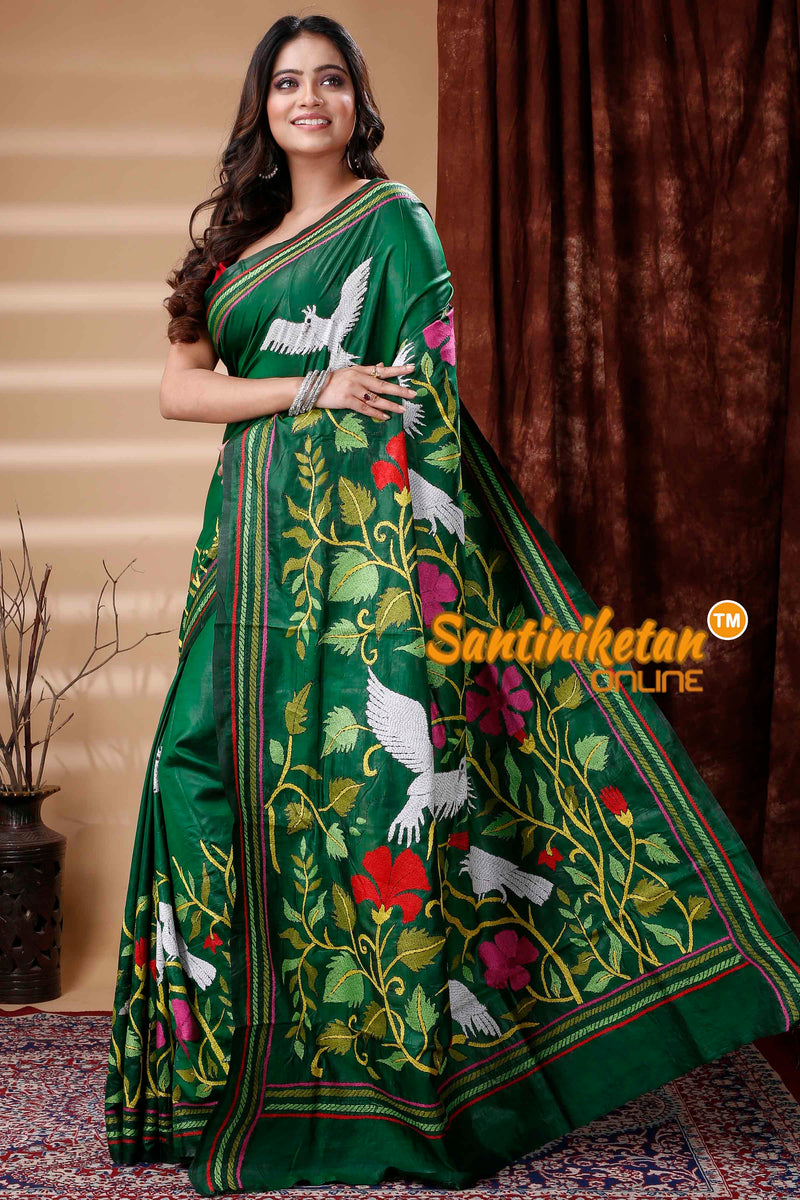 Pure Bangalore Silk Kantha Stitch Saree SN202310248
