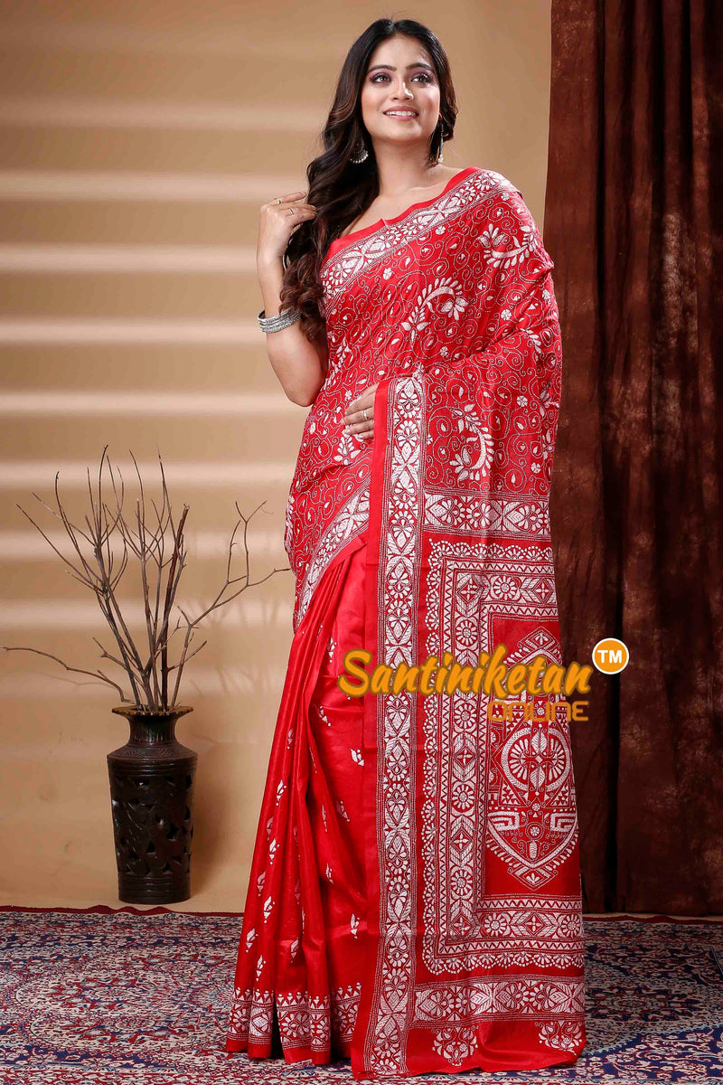 Pure Bangalore Silk Kantha Stitch Saree SN202310318